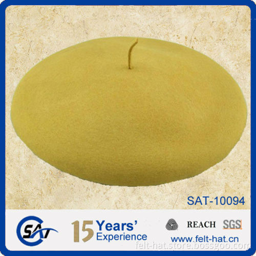 yellow pure wool felt beret hat for wholesale